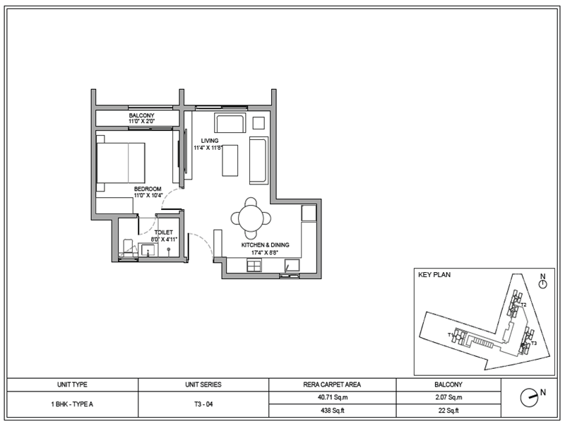 Birla Ojasvi 1 BHK 432 Sq Ft Floor Plan